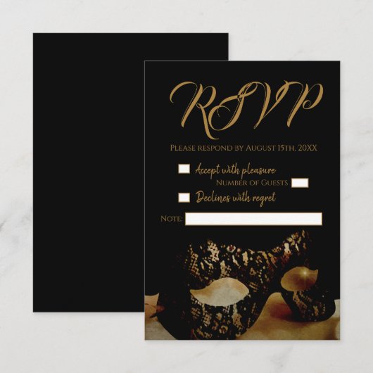 Golden Mask Wedding RSVP-kaart RSVP Kaartje (Voorkant / Achterkant)