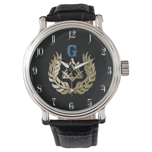 Golden masonry-symbool horloge (Voorkant)