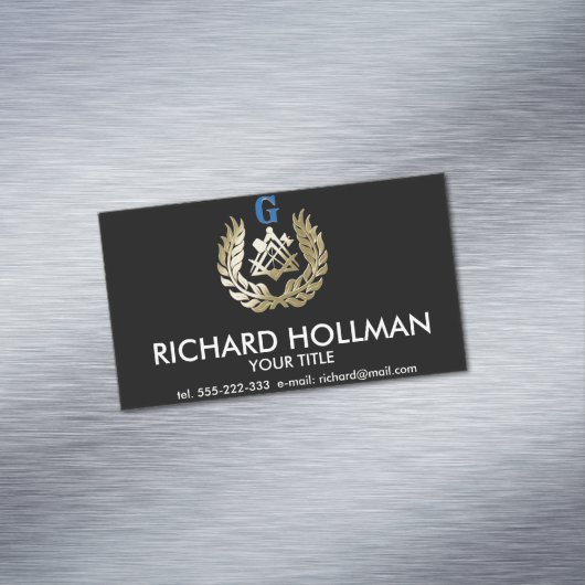 Golden masonry-symbool magnetisch visitekaartje (Voorbeeld)