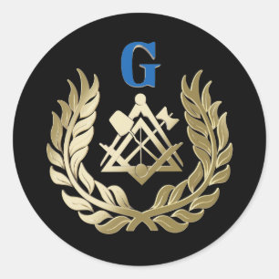 Golden masonry-symbool ronde sticker