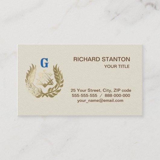 Golden masonry-symbool visitekaartje (Voorkant)