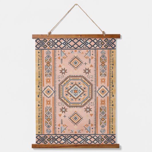 Golden Maze – Modern Moroccan Geometry Hangend Wandkleed (Voorkant)