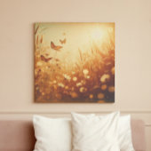 Golden Meadow Bliss – Vintage Floral Canvas Art