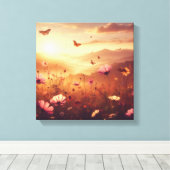 Golden Meadow Bliss with Wildflowers – Canvas Art (Insitu (Houten vloer))
