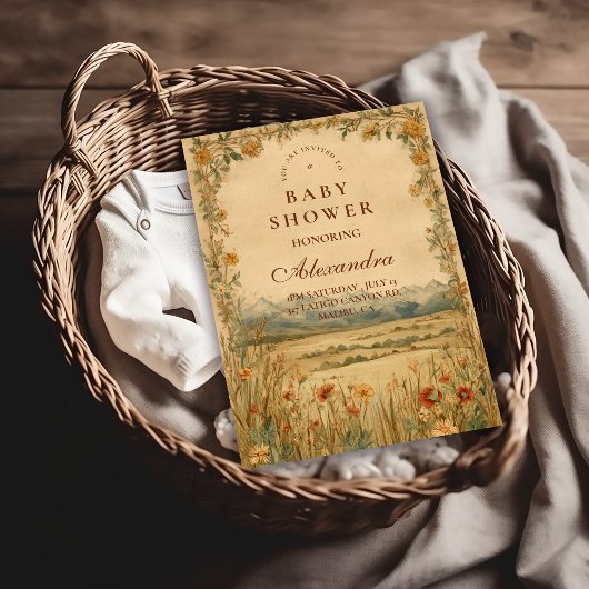 Golden Meadow Heirloom Baby Shower Kaart