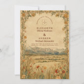 Golden Meadow Mountain Wedding Kaart (Voorkant)