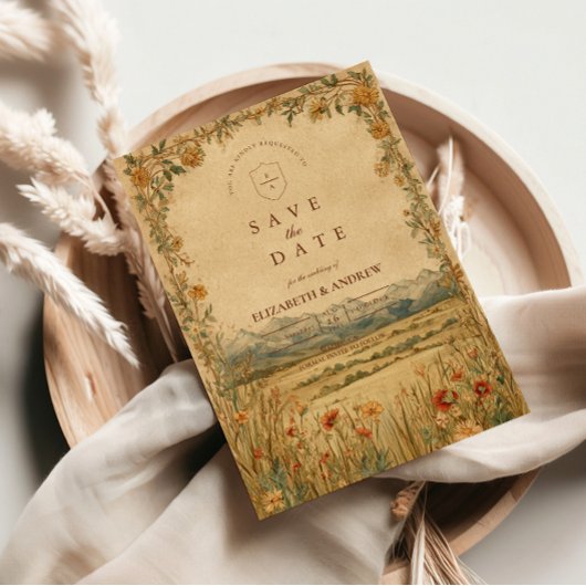 Golden Meadow Mountain Wedding Save The Date