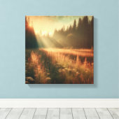Golden Meadow Serenity – Vintage Canvas Art Afdruk (Insitu (Houten vloer))