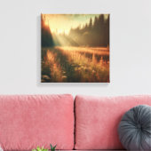 Golden Meadow Serenity – Vintage Canvas Art Afdruk (Insitu (Woonkamer))