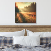 Golden Meadow Serenity – Vintage Canvas Art Afdruk (Insitu (Slaapkamer))