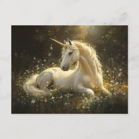 Golden Meadow Unicorn Briefkaart (Voorkant)