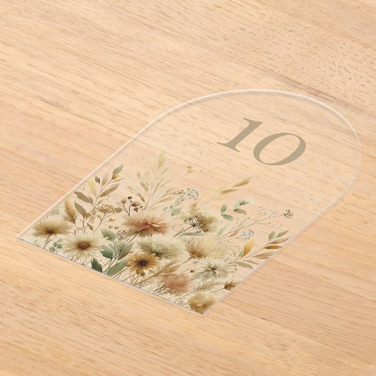 Golden Meadow Wildflower Wedding Acryl Uitnodigingen (Laagn)