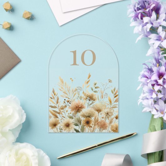 Golden Meadow Wildflower Wedding Acryl Uitnodigingen (Insitu (Huwelijk))