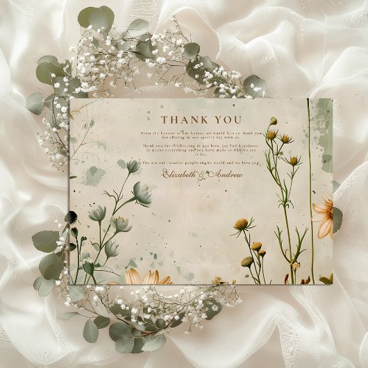Golden Meadow Wildflower Wedding Bedankkaart