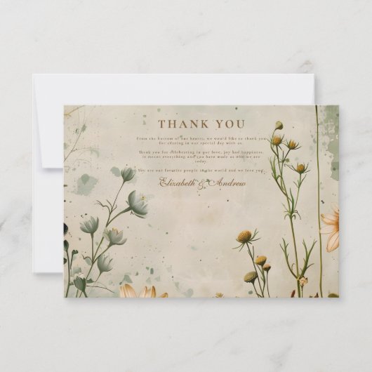 Golden Meadow Wildflower Wedding Bedankkaart (Voorkant)