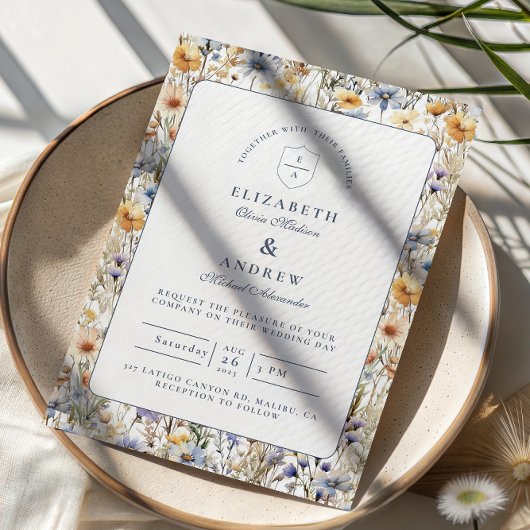 Golden Meadow Wildflower Wedding Kaart