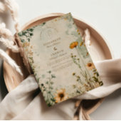 Golden Meadow Wildflower Wedding Kaart