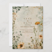 Golden Meadow Wildflower Wedding Save The Date (Voorkant)