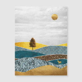 Golden Meadow with Tree and Deer