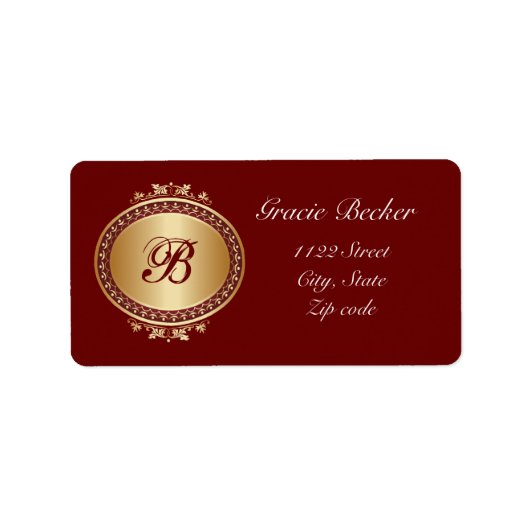 Golden Medallion Lijst Monogram Adreslabel Etiket (Voorkant)