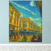 Golden Mediterranean City Vibes - Vibrant Urban Ar Canvas Afdruk (Insitu (Houten vloer))