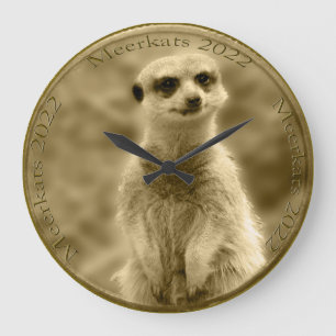Golden Meerkat 2022-munt, grote ronde wandklok