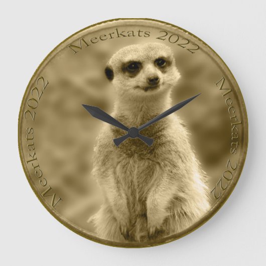 Golden Meerkat 2022-munt, grote ronde wandklok (Voorkant)