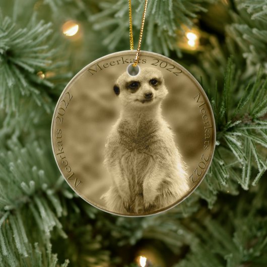 Golden Meerkat 2022 Munt, kerstsieraad Keramisch Ornament (Boom)