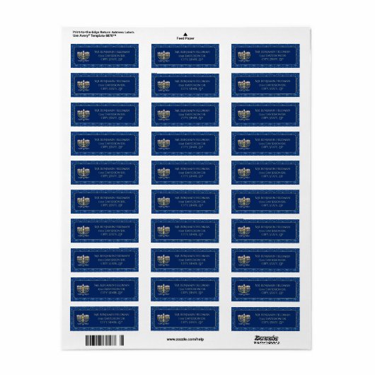 Golden Menorah Decoratief Etiket (Full Sheet)