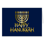 Golden Menorah Flames Happy Hanukkah-Kaart (Voorkant Horizontaal)