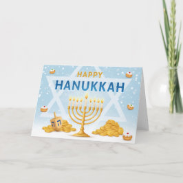 Golden Menorah Hanukkah Blessings Greeting Card Bedankkaart