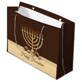 Golden Menorah Hanukkah Groot Cadeauzakje (Voorkant Gekanteld)