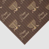 Golden Menorah Happy Hanukkah Verticale Stripes Tissuepapier (Detail)