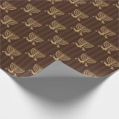 Golden Menorah Vertical Brown Stripes Cadeaupapier (Hoek)