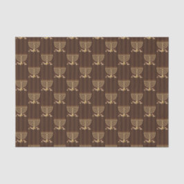Golden Menorah Vertical Brown Stripes Tissuepapier