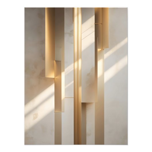 Golden Meridian – Vertical Gold Architectural  Foto Afdruk (Voorkant)