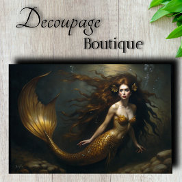 Golden Mermaid Fantasy - Ocean Theme Decoupage Tissuepapier