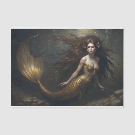 Golden Mermaid Fantasy - Ocean Theme Decoupage Tissuepapier (Voorkant)