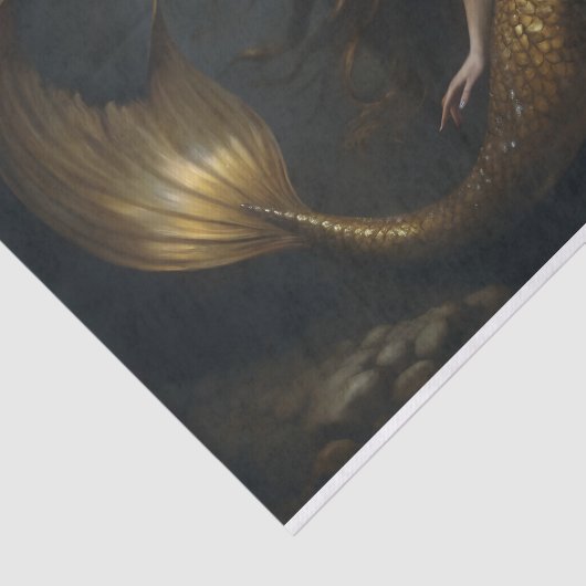 Golden Mermaid Fantasy - Ocean Theme Decoupage Tissuepapier (Detail)