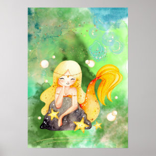 Golden Mermaid Poster