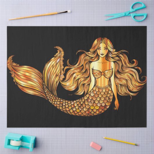 Golden Mermaid Tissue Paper Tissuepapier