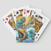 Golden Mermaids Reign Monogram kinder oud meid spe Pokerkaarten (Achterkant)