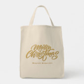 Golden Merry Christmas Canvas tas (Achterkant)