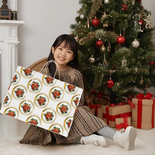 Golden Merry Christmas Gift Bag Groot Cadeauzakje