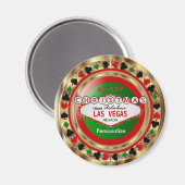 Golden Merry Christmas Las Vegas Style Magneet (Voorkant / Achterkant)