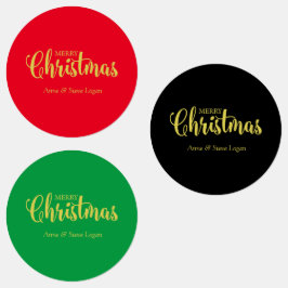 Golden Merry Christmas Quote Labels