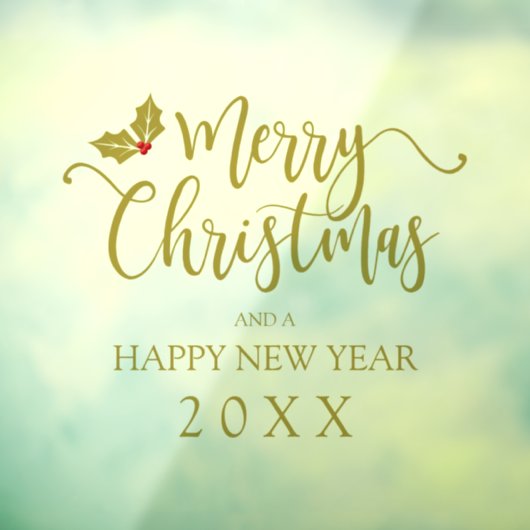 Golden Merry Christmas Whimsical Typography Quote  Raamsticker (Vel 3)