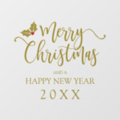 Golden Merry Christmas Whimsical Typography Quote  Raamsticker (Vel)