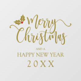 Golden Merry Christmas Whimsical Typography Quote  Raamsticker