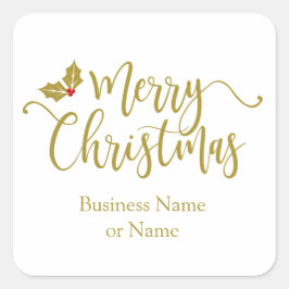 Golden Merry Christmas Wimshical Typography Quote Vierkante Sticker